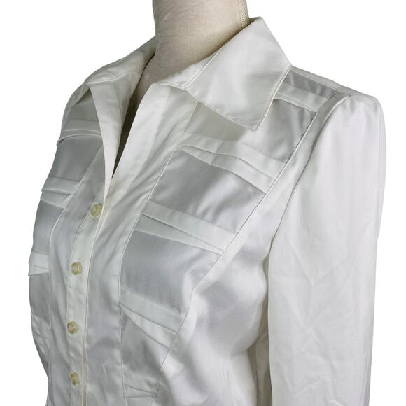 Coldwater Creek Blouse Small White Wrinkle Resistant Non Iron New - Picture 9 of 13
